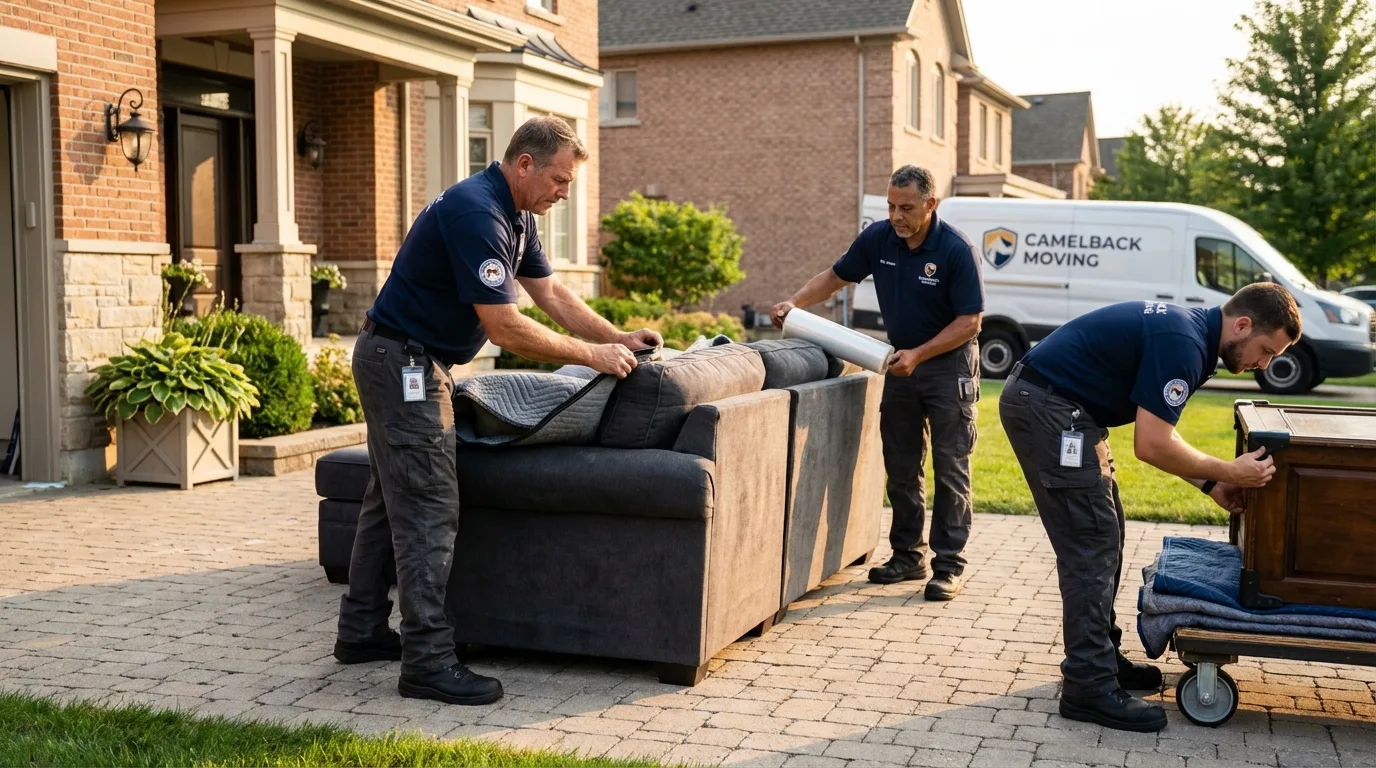 Large estate moving crew wrapping furniture in Arthur, IL